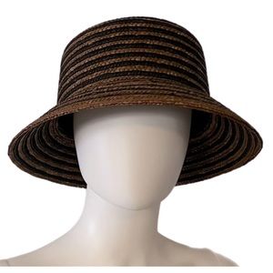 STRAW BUCKET HAT Black and Brown SIZE L